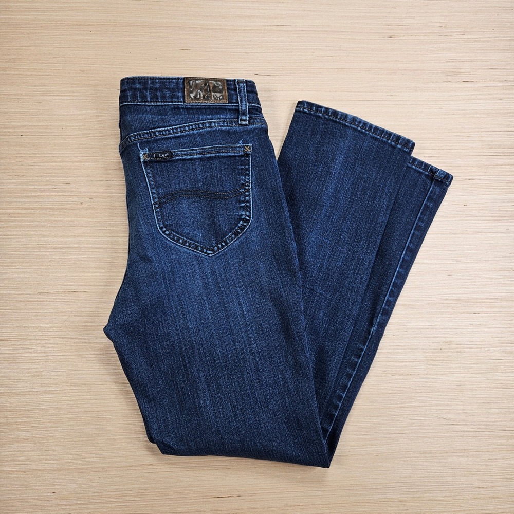Lee Jeans Women 8M 30x29 Blue Straight‎ Leg Stretch Denim Casual Everyday